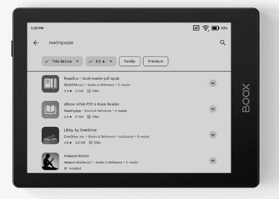 eBookReader Onyx BOOX Go 6 - Google Android apps